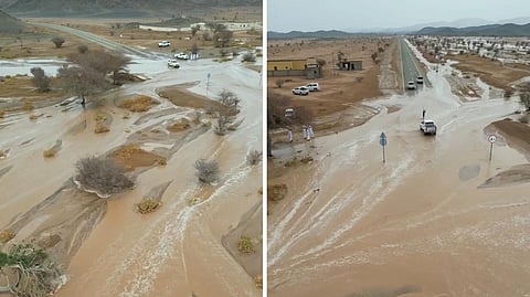 شاهد.. جريان وادي "الأخشن" شمال صيحة يجذب المتنزهين