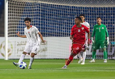 جانب من لقاء المنتخب اليمني تحت 19 عامًا لكرة القدم ونظيره العماني