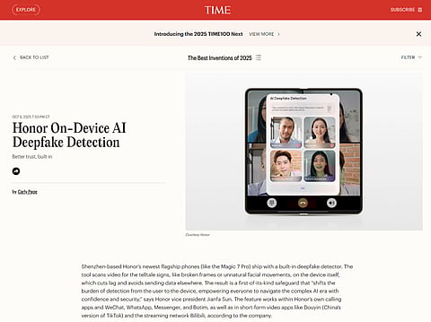 HONOR تحصد جائزتين مرموقتين من مجلة TIME ضمن قائمة أفضل الابتكارات لعام 2025