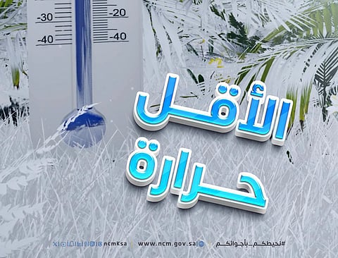 "الأرصاد": 4 درجات في القريات وطريف كأدنى حرارة بالمملكة