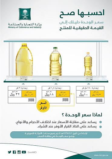 "التجارة" تُصدر قراراً باعتماد "سعر الوحدة" لتعزيز المنافسة بين المنتجات