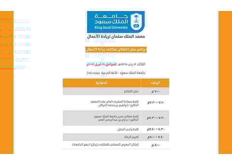 انطلاق ملتقى ريادة الأعمال بجامعة الملك سعود غداً