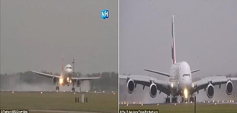 فيديو ضد العاصفة.. فعلتها طائرة "الإماراتية" وفشلت "السويسرية"