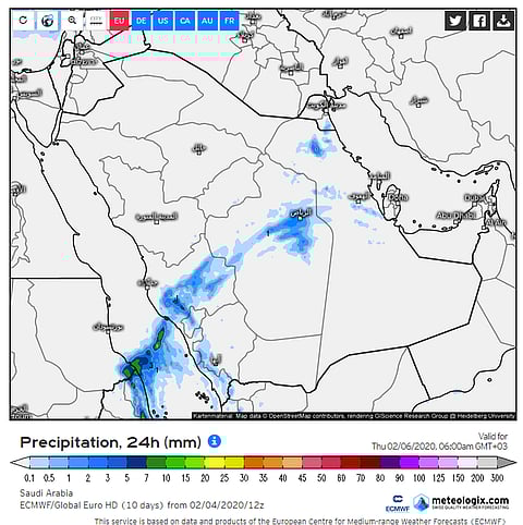 المسند عن توقعات أمطار الأربعاء: مستمرة وقد تصل إلى الرياض