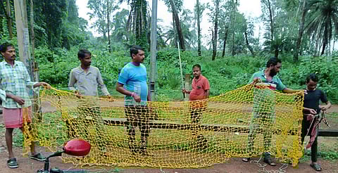 शालबनी में उत्पाती बंदर को पकड़ने के लिए लगाया जा रहा जाल