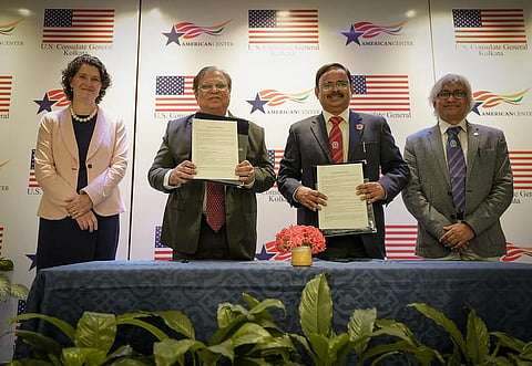 From L-R: CG Kathy Giles-Diaz, Dr Santosh Mukherjee, Dr Anandaroop Bhattacharya and Dr Surjya Kanta Pal and  