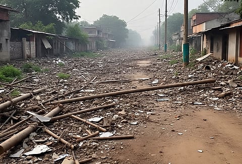 A terrible tornado struck Sandeshkhali late last night, destroying over 100 houses.