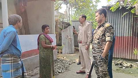 भाजपा कार्यकर्ता के घर हमला की घटना के बाद मौके पर पुलिस