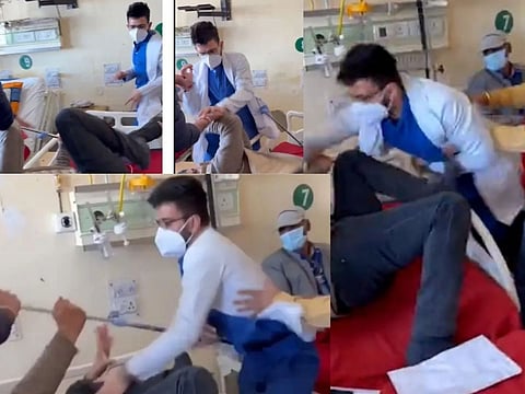 A doctor at the hospital beat the patient with kicks and punches; he has been suspended.