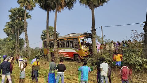 पेड़ से टकराई यात्री बस, 17 घायल                