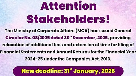 कंपनियां अब 31 जनवरी तक दाखिल कर सकेंगी वित्तीय विवरण एवं वार्षिक रिटर्न

