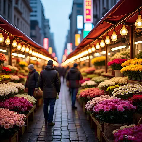 नववर्ष पर फूलों की मंडियों में बढ़ी रौनक