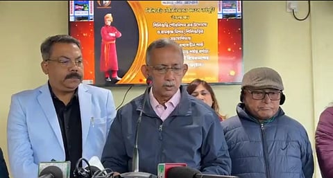 Mayor Gautam Deb addressing the reporters