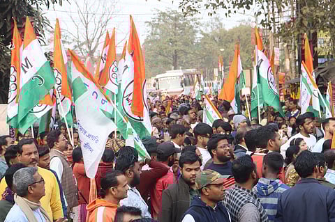 नॉर्थ ब्लॉक तृणमूल कांग्रेस ने निकाली विरोध रैली