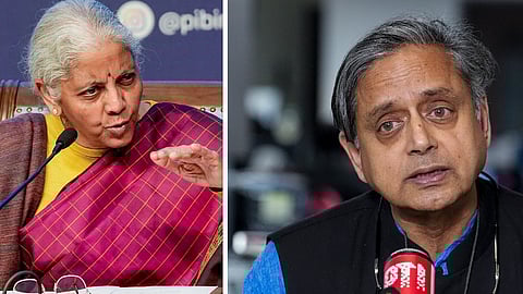 थरूर का वित्त मंत्री पर तंज: ‘लगता है गेंद खेलने से चूक गईं और स्टंप हो गईं’