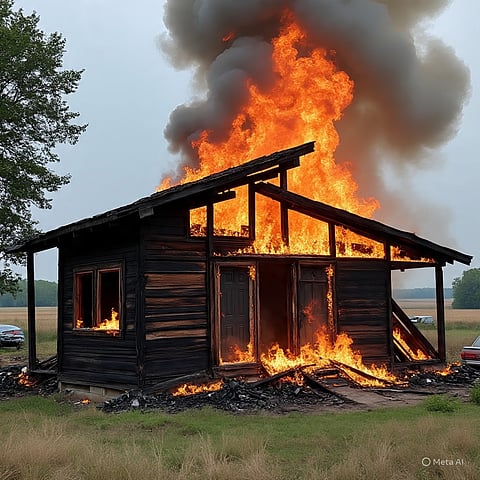 Four poultry farms were completely destroyed by fire.