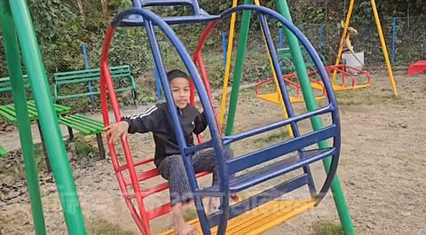 झूला झूलता बच्चा
