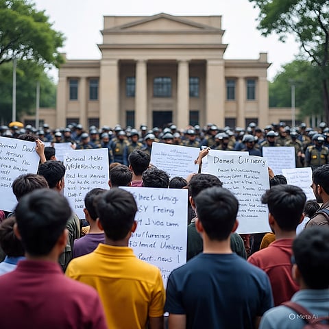 डीम्ड यूनिवर्सिटी के विरोध में छात्रों का नियमित शांतिपूर्ण प्रदर्शन शुरू