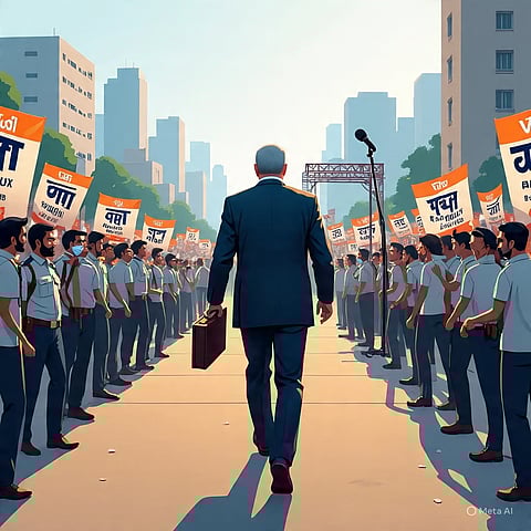 डीम्ड यूनिवर्सिटी विवाद: सांसद रे पहुंचे धरना स्थल