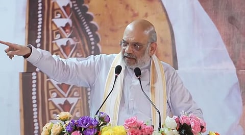 मथुरापुर में परिवर्तन यात्रा को संबोधित करते  केंद्रीय गृह मंत्री अमित शाह।