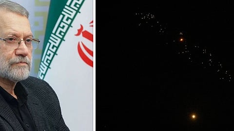 इजराइल हमले में मारे गये अली लारीजानी और तेल अवीव के आसमान पर ईरानी मिसाइल।