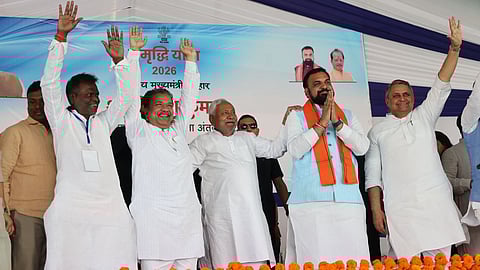 समृद्धि यात्रा के दौरा मुख्यमंत्री नीतीश कुमार, उपमुख्यमंत्री सम्राट चौधरी व अन्य