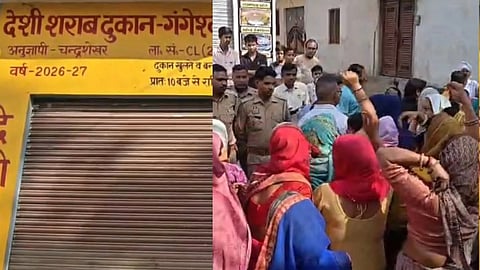 रिहायशी इलाके में शराब ठेके का विरोध