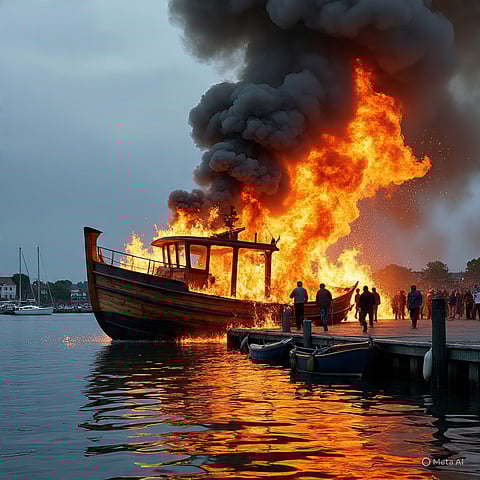 Sundarban Boat Fire: Tourists Narrowly Escape After Gas Cylinder Blast Near Dhamakhali.