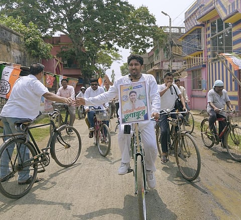 TMC Candidate Trinankur Bhattacharya Conducts Cycle Campaign