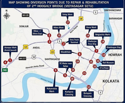 Vidyasagar Setu Traffic Advisory: Major Diversions on Kona Expressway for Repair Work