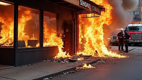 Massive Fire Guts Electronics Showroom in Howrah Munshirhat