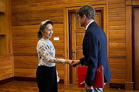 A Red Cross representative met with Aung San Suu Kyi