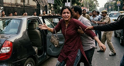 कोर्ट से निकलते ही नवविवाहिता को कार में ले जाने का आरोप