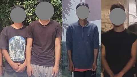 गिरफ्तार चार उग्रवादियों से पूछताछ करते सुरक्षा एजेंसियों के अधिकारी