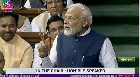 अविश्वास प्रस्ताव पर चर्चा में शामिल प्रधानमंत्री नरेंद्र मोदी