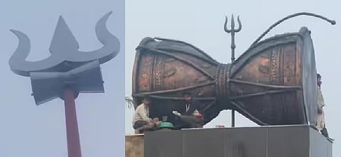 महाकुंभ में भगवान शिव का डमरू और त्रिशूल बना आकर्षण का केंद्र।