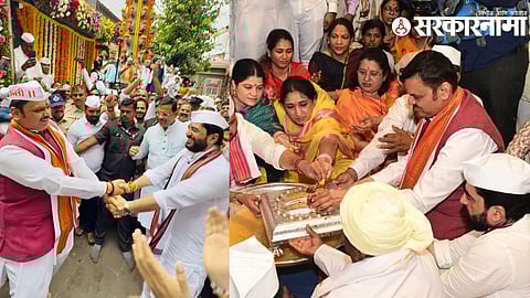 Maharashtra Deputy CM Devendra Fadnavis attending Sant Tukaram Maharaj Palkhi departure ceremony in Dehu, marking a rare political appearance after Narayan Rane.

