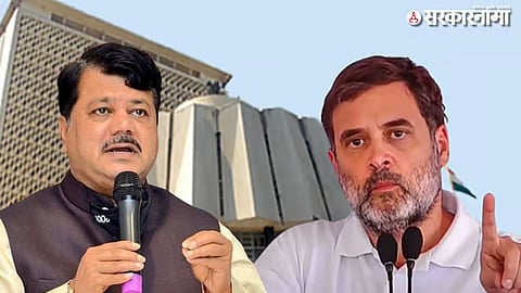 BJP leader Pravin Darekar addressing media in Pune while criticizing Rahul Gandhi and Abu Azmi over recent political remarks.

