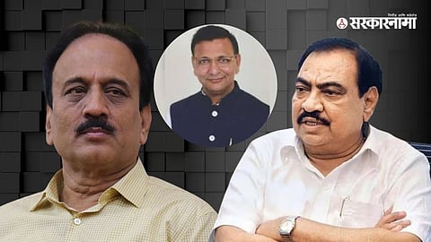 Eknath Khadse girish mahajan Praful Lodha .jpg