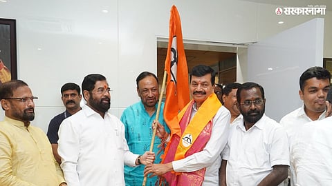 NCP Sharad Pawar leader Chandrakant Patil joins Eknath Shinde’s Shiv Sena in Navi Mumbai, sparking a fresh political twist.