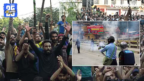 Security forces clashing with protesters during massive unrest in Pakistan-Occupied Kashmir (POK).