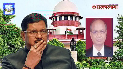 Security personnel intervening after lawyer Rakesh Kishore attempted to throw a shoe at Chief Justice Bhushan Gavai inside the Supreme Court.