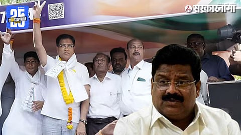 Supporters of Vikas Thakre protest against Narendra Jichkar’s return to Congress during a tense meeting with Harshvardhan Sapkal.