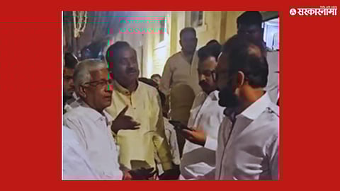 MLA Maul Katke and Ashok Pawar clash at a Shirur polling booth during Nagar Panchayat elections.