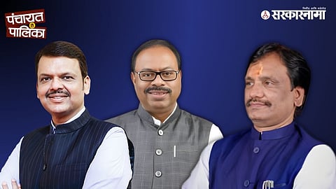 Ambadas Danve addressing the media while questioning Devendra Fadnavis and Chandrashekhar Bawankule over the Mundhwa land scam after Sheetal Tejwani’s arrest.