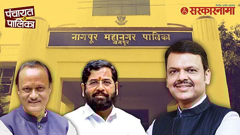 BJP and Shiv Sena leaders during a crucial meeting in Nagpur, discussing seat-sharing strategy for the upcoming Nagpur Municipal Corporation elections.