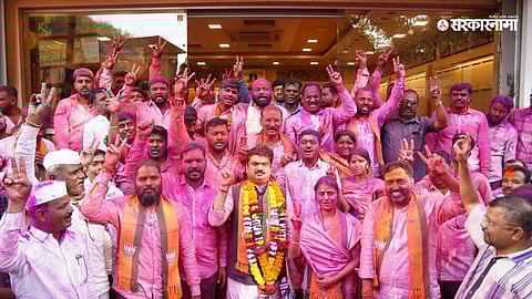 BJP leaders celebrate victory in Jamkhed Nagar Parishad after the Ram Shinde vs Rohit Pawar contest.