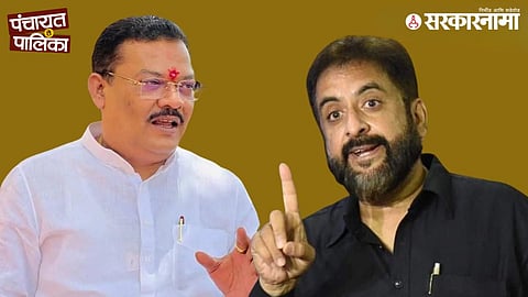AIMIM MP Imtiaz Jaleel and Shiv Sena minister Sanjay Shirsat amid a heated political exchange during the Chhatrapati Sambhajinagar municipal election campaign.
