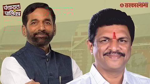 Shinde Sena leader Sanjay Bhoir with family meeting BJP MLA Sanjay Kelkar in Thane ahead of municipal elections, signaling possible political coordination despite earlier assembly-level rivalry.