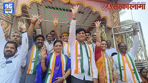 Former Pune Deputy Mayor Nilesh Magar campaigning for NCP candidates in Ward No. 17 of Pune Municipal Corporation election.